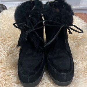 Coach Black Fur-Trimmed Women's Boots